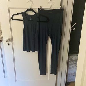 Skims Large Cypress Soft Lounge Racer Tank and Rib Leggings